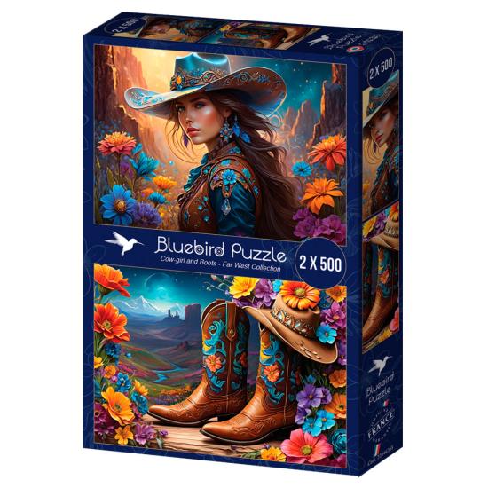 Puzzle Bluebird Cowgirl e Suas botas 2 x 500 peças