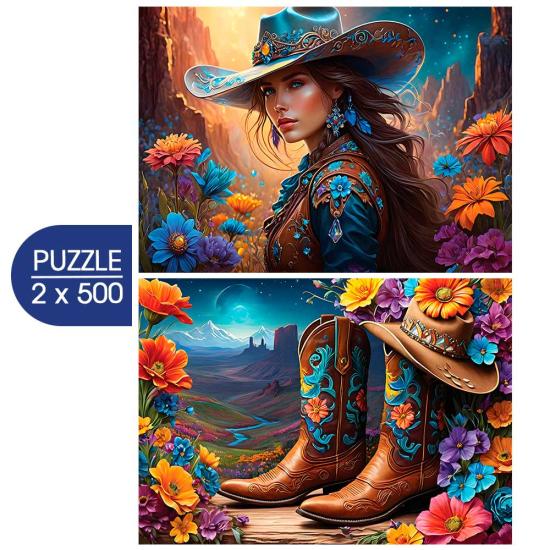 Puzzle Bluebird Cowgirl e Suas botas 2 x 500 peças