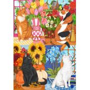 Puzzle Bluebird As Quatro Estações Dos Gatos 1000 peças