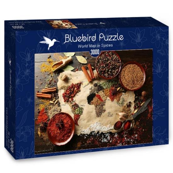 Puzzle Bluebird Mapa do mundo em Especiarias 3000 Peças