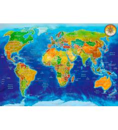 Mapa geopolítico do Puzzle Bluebird do mundo 1000 peças