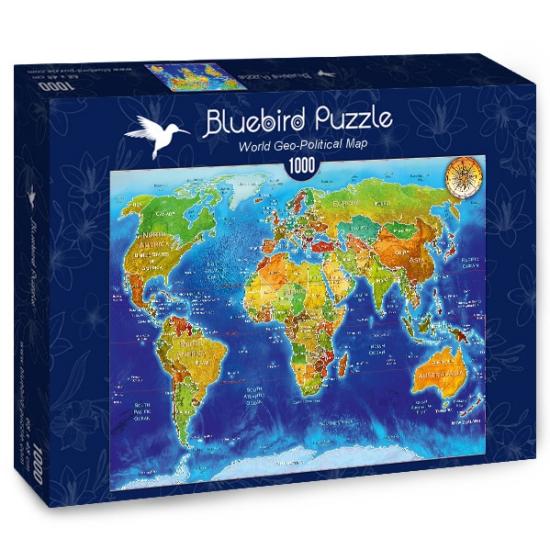 Puzzle Bluebird Mapa Geopolítico do Mundo 1000 peças
