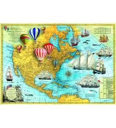 Puzzle Bluebird  Vintage Mapa da América do Norte 1500 Peç