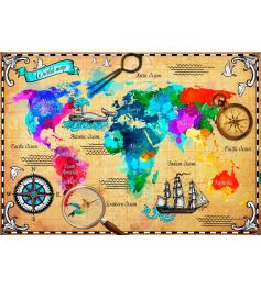 Puzzle Bluebird Mapa-múndi colorido 2000 Peças