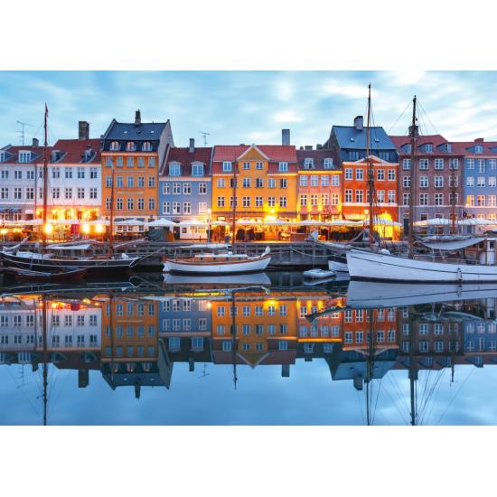 Puzzle Bluebird Nyhavn ao anoitecer, Copenhaga de 500 peças