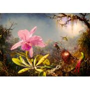 Puzzle Bluebird Cattleya Orchid and Three Hummingbirds 10