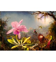 Puzzle Bluebird Cattleya Orchid and Three Hummingbirds 10