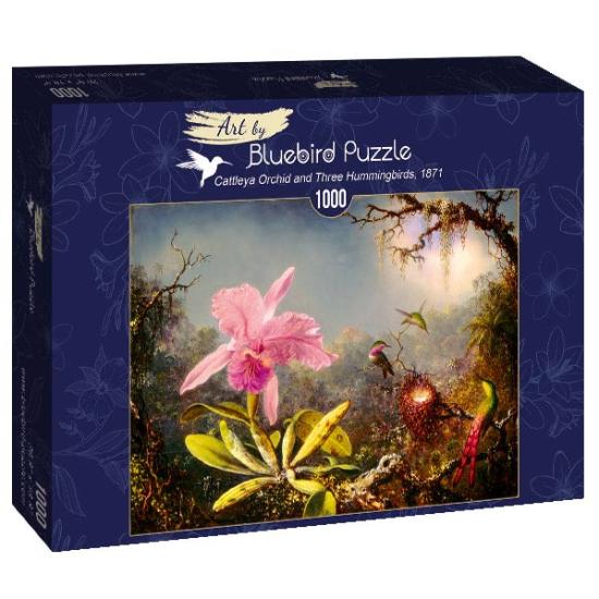 Puzzle Bluebird Cattleya Orchid and Three Hummingbirds 10