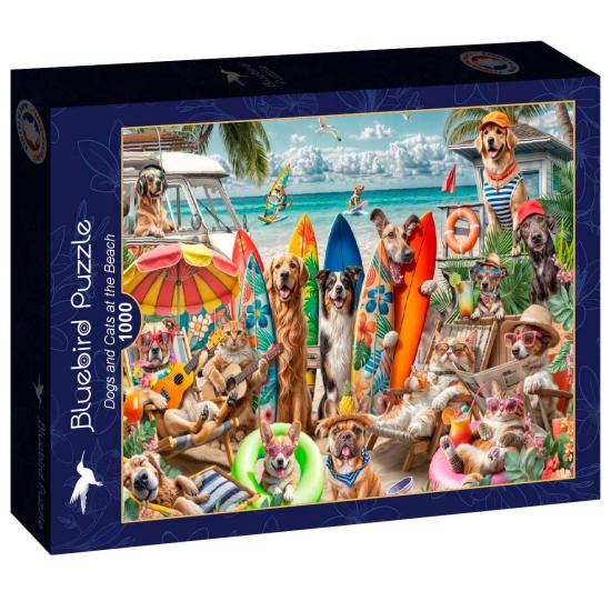 Puzzle Bluebird Cães E Gatos Na Praia 1000 peças