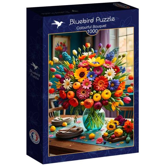 Puzzle Bluebird Bouquet Colorido de 1000 peças