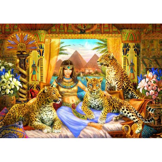 Puzzle Bluebird egípcio rainha e seus leopardos 2000 peça