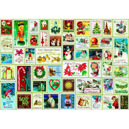 Puzzle de 1000 peças de selos de Natal Bluebird