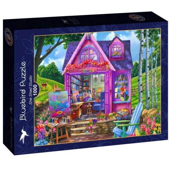 Puzzle Bluebird She Shed Studio 1000 peças Puzzle Bluebird She Shed Studio 1000 peças