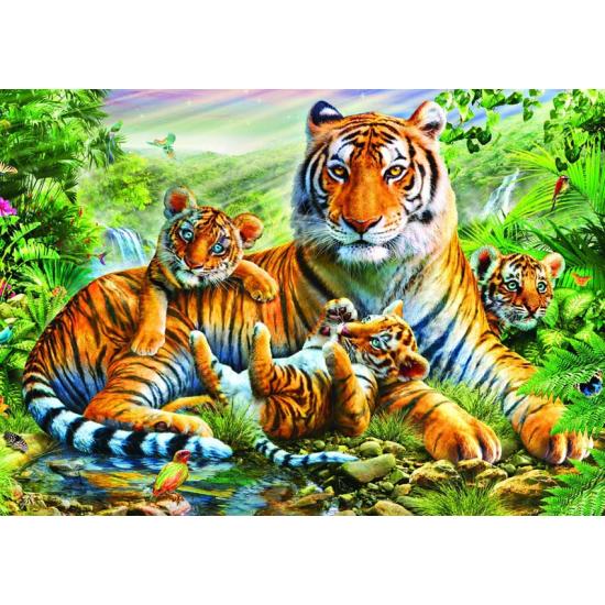 Puzzle Bluebird Tigress com seus filhotes de 1500 peças