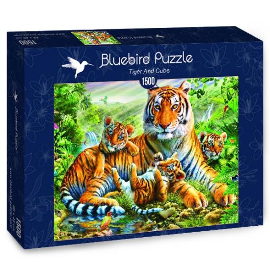 Puzzle Bluebird Tigress com seus filhotes de 1500 peças