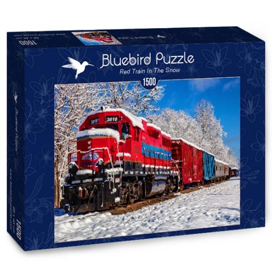 Puzzle Bluebird Trem Vermelho na Neve 1500 Peças