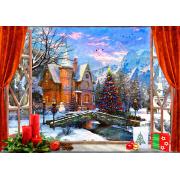 Puzzle Bluebird Christmas Mountain View 1500 peças