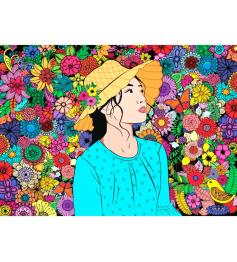 Puzzle Brain Tree Menina entre Flores de 1000 Peças