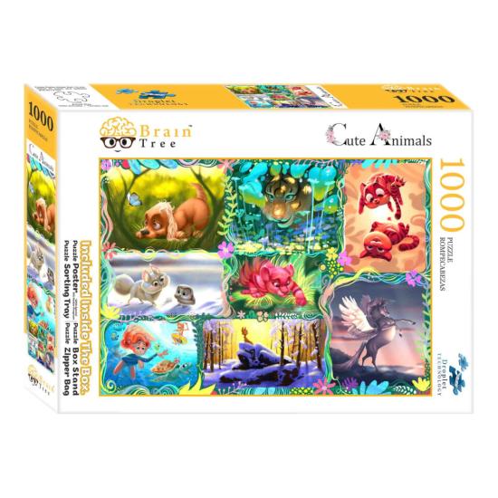 Puzzle Brain Tree Animais Fofos de 1000 Peças