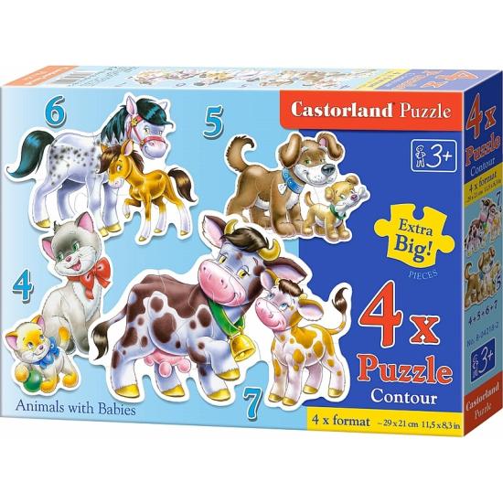 Puzzle Animais Castorland com seu bebê 4+5+6+7