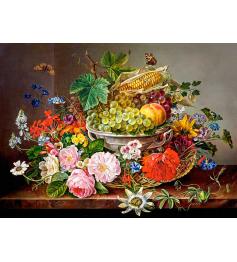 Puzzle Castorland Natureza-Morta com Flores e Cesta de Frutas 2