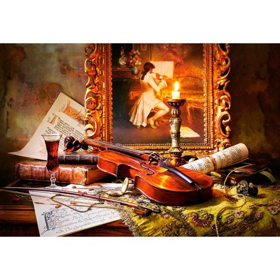 Puzzle Castorland Natureza morta para violino e pintura 1