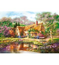 Puzzle Castorland Cabin no Lago da Floresta Verde de 3000