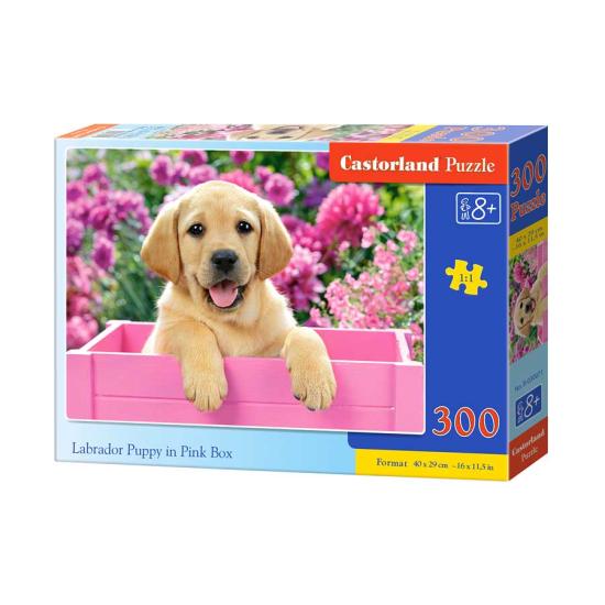 Puzzle Castorland Cachorro Labrador em Cesta Rosa 300 Peças