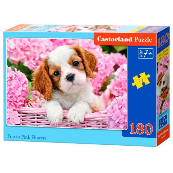 Puzzle Castorland Cachorro em Flores Cor de Rosa 180 peças