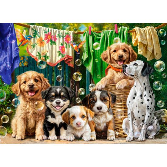 Puzzle Castorland Filhotes, Roupa Para Lavar E Pássaros 100 Peça