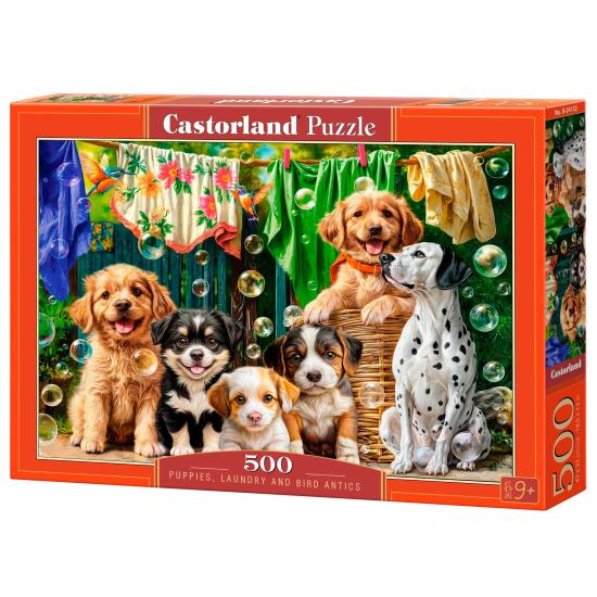 Puzzle Castorland Filhotes, Roupa Para Lavar E Pássaros 500 peça
