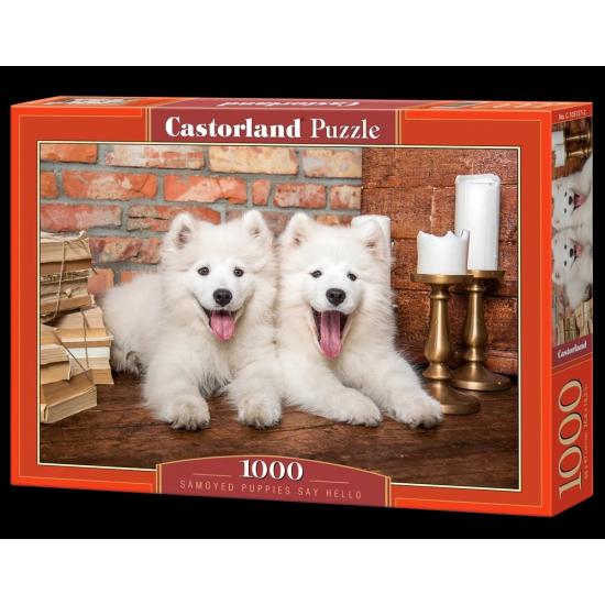 Puzzle Castorland Cachorrinhos Samoiedos Dizem Olá 1000 peças