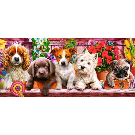 Cachorros de Puzzle Castorland em uma prateleira 600 pc