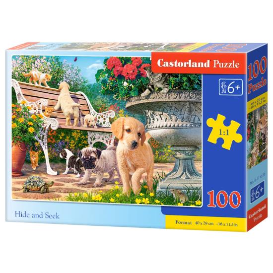 Puzzle Castorland Cachorros Brincando de Esconde-Esconde 100 Pe?