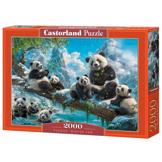 Puzzle Castorland Diversão De Inverno Dos Pandas de 2000 Peças