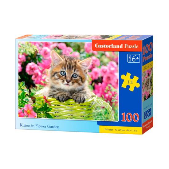 Puzzle Castorland Gatinho no Jardim de Flores 100 Peças
