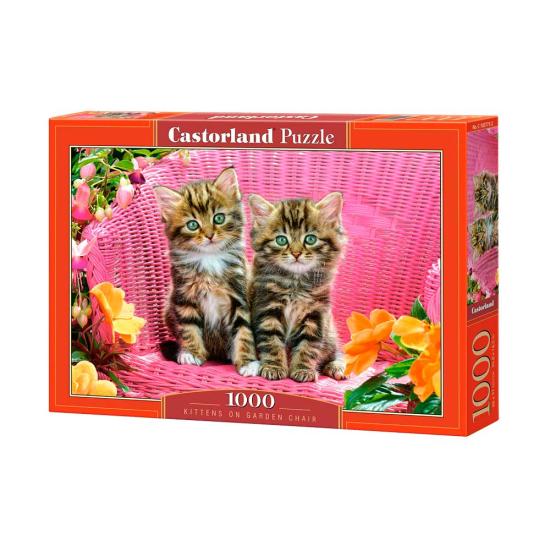 Gatinhos de Puzzle Castorland na cadeira de jardim 1000 p