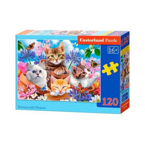 Puzzle Castorland Gatinhos, Flores e Borboletas de 120 Pz