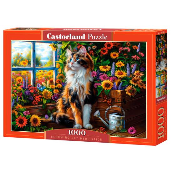 Puzzle Castorland Meditação do Gato entre Flores 1000 Peças