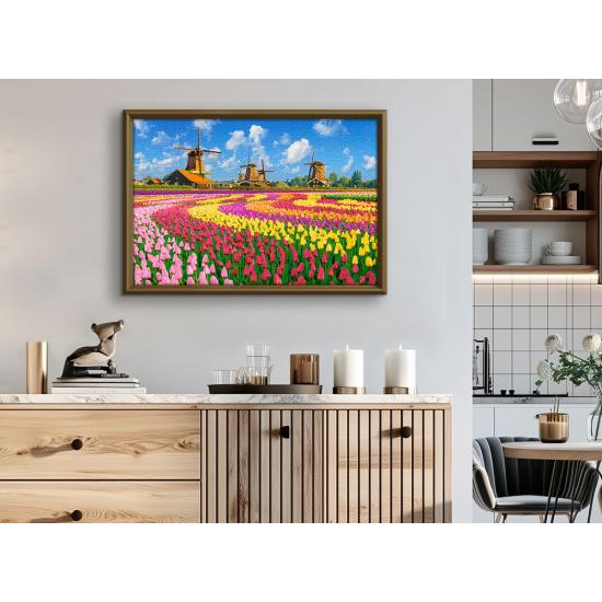 Puzzle Castorland Moinhos Holandeses Entre Tulipas 1000 Peças