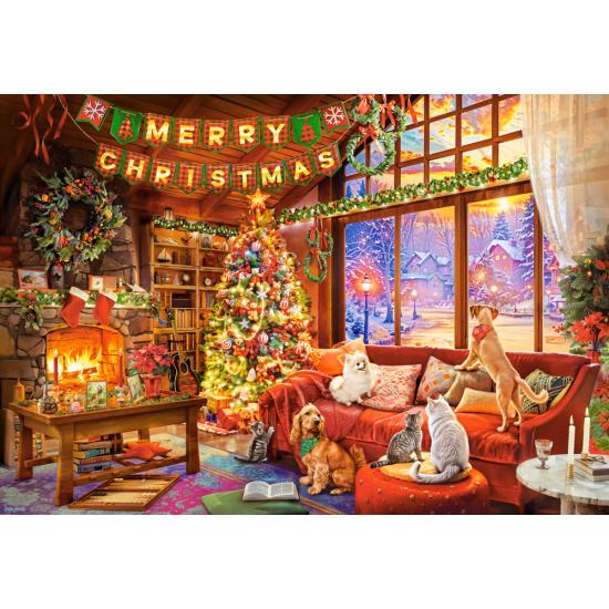 Puzzle Castorland Noite De Natal Com Animais De Estimação 1000 P