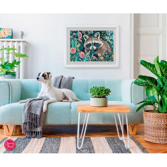 Puzzle Cherry Pazzi Guaxinim em Flores de 1000 peças