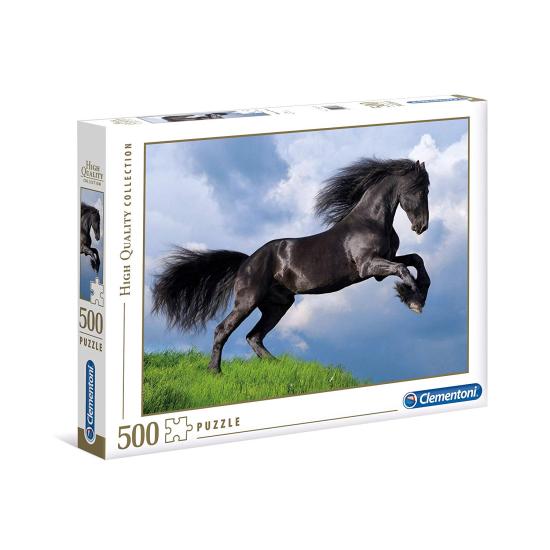 Puzzle de cavalo frisão preto Clementoni 500 peças