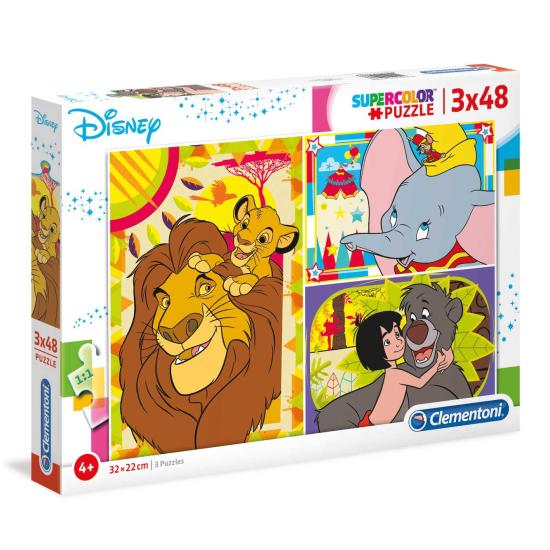 Puzzle clássico da Disney Clementoni 3 x 48 peças