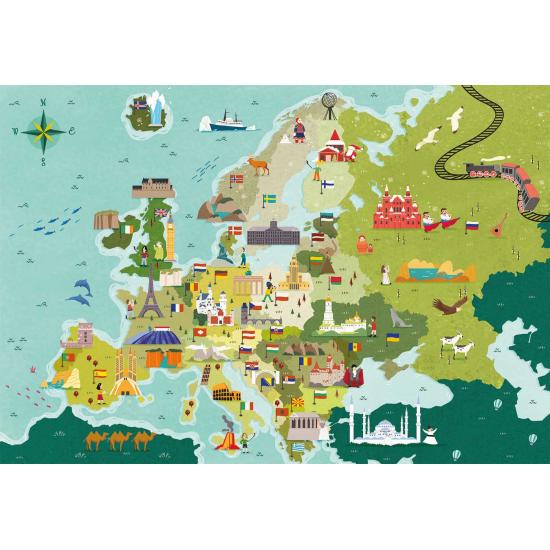 Puzzle Clementoni Mapa de Simbolos da Europa 250 peças
