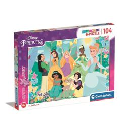 Puzzle Clementoni Princesas Disney Efeito Glitter 104 Peças