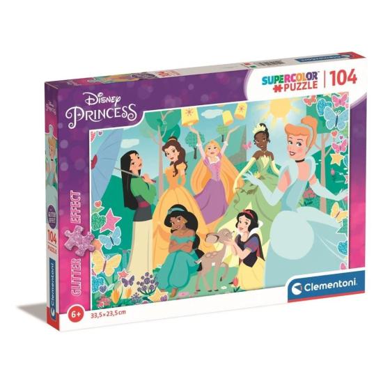 Puzzle Clementoni Princesas Disney Efeito Glitter 104 Peças