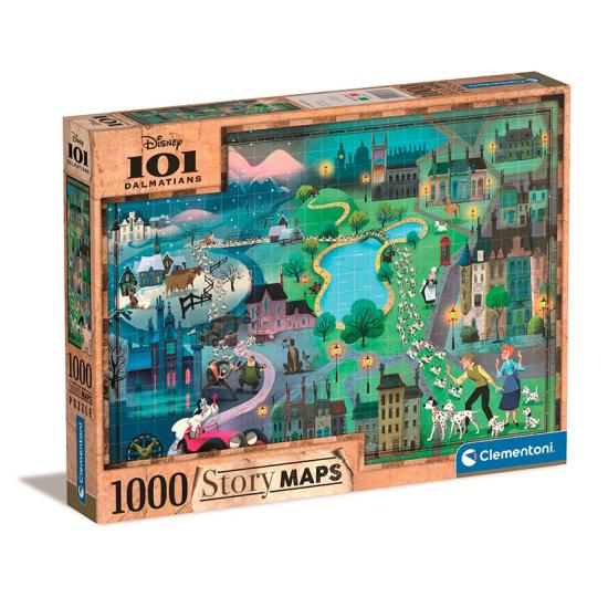 Puzzle Clementoni Story Maps 101 Dálmatas 1000 peças