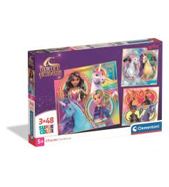 Puzzle Clementoni Unicorn Academy 3 x 48 Peças