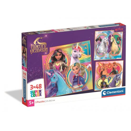 Puzzle Clementoni Unicorn Academy 3 x 48 Peças Puzzle Clementoni Unicorn Academy 3 x 48 Peças